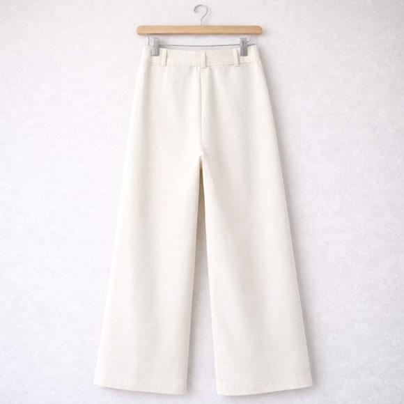 ANTONIO MELANI Jade Wide Leg Paperbag Waist Cropped Pants – Size 10 – Creamy Off - Picture 2 of 13